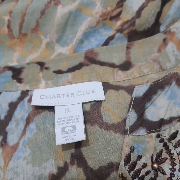 Charter club womens xl womens earth tone brown green lightweight shirt top - Picture 6 of 7